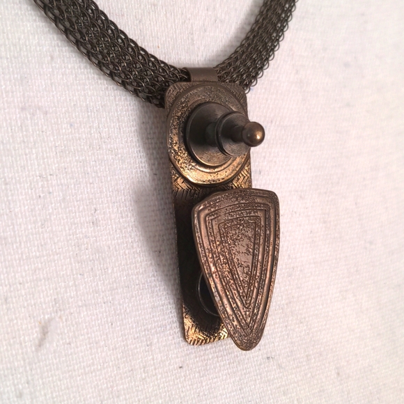 Artisan Marjorie Baer SF Modernist Brass Pendant Necklace - Picture 2 of 4